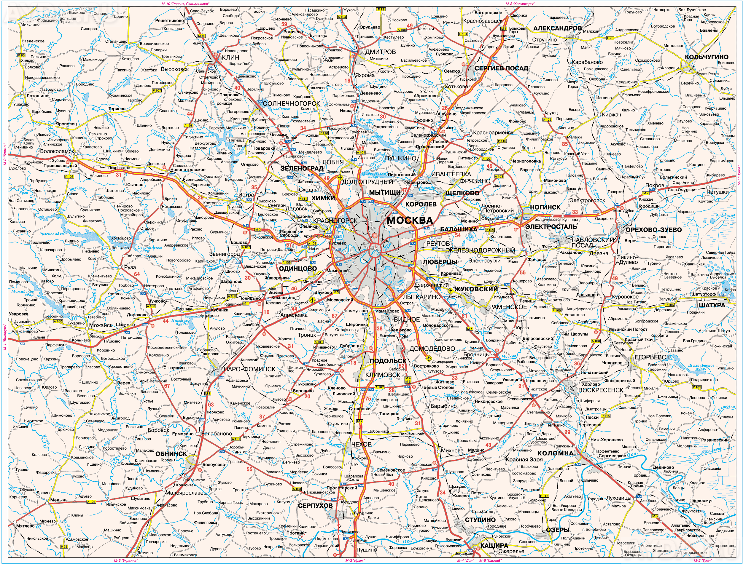 Карта автомобильная московской области
